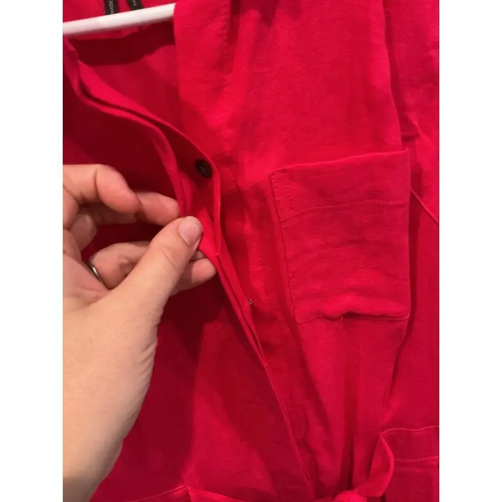 HD In Paris Anthro Womens Printemps Linen Dress Bright Pink US 6 Bright Pink - Picture 8 of 13